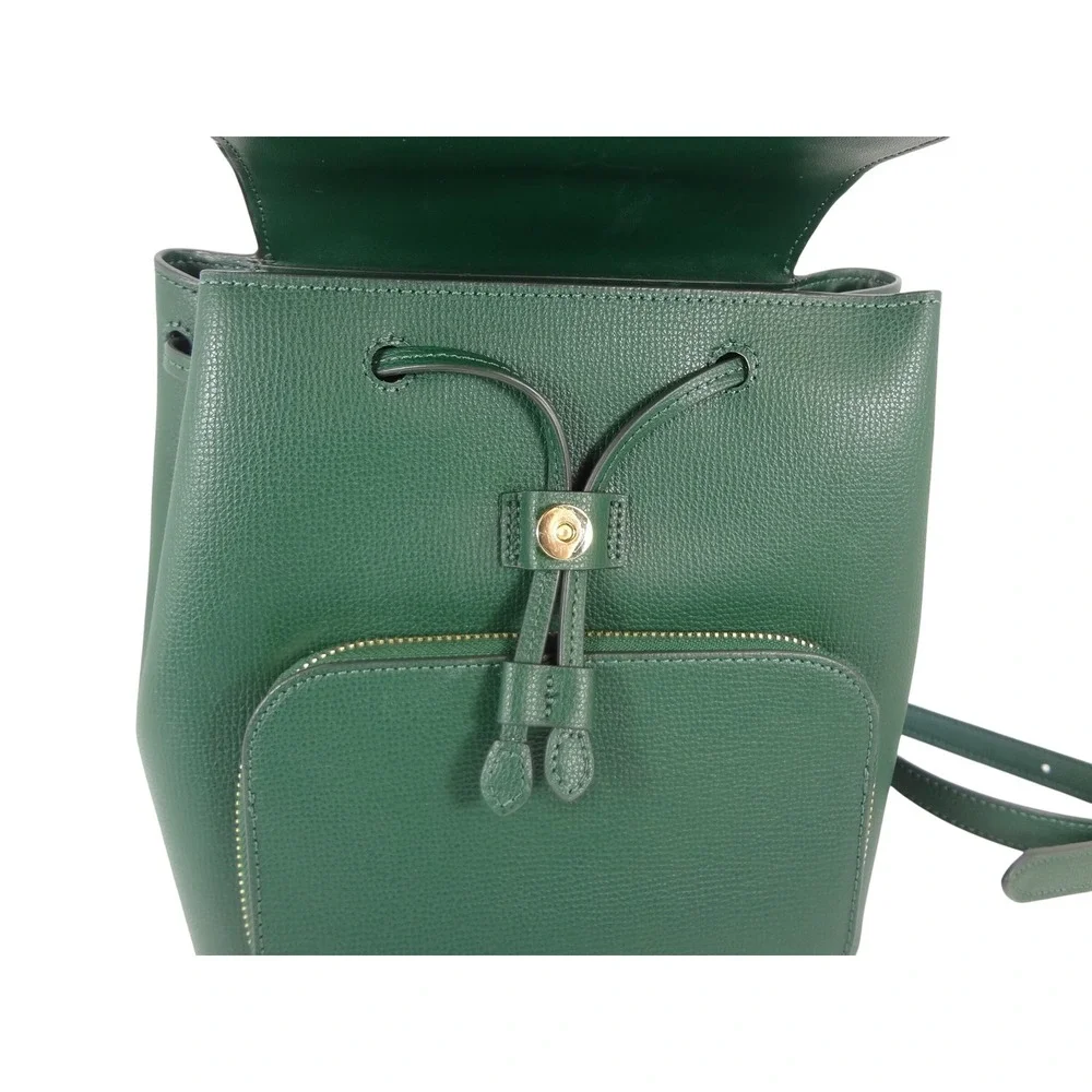 Kate Spade NY Lizzie Green Saffiano Leather Medium Backpack Flap‎ Drawstring
